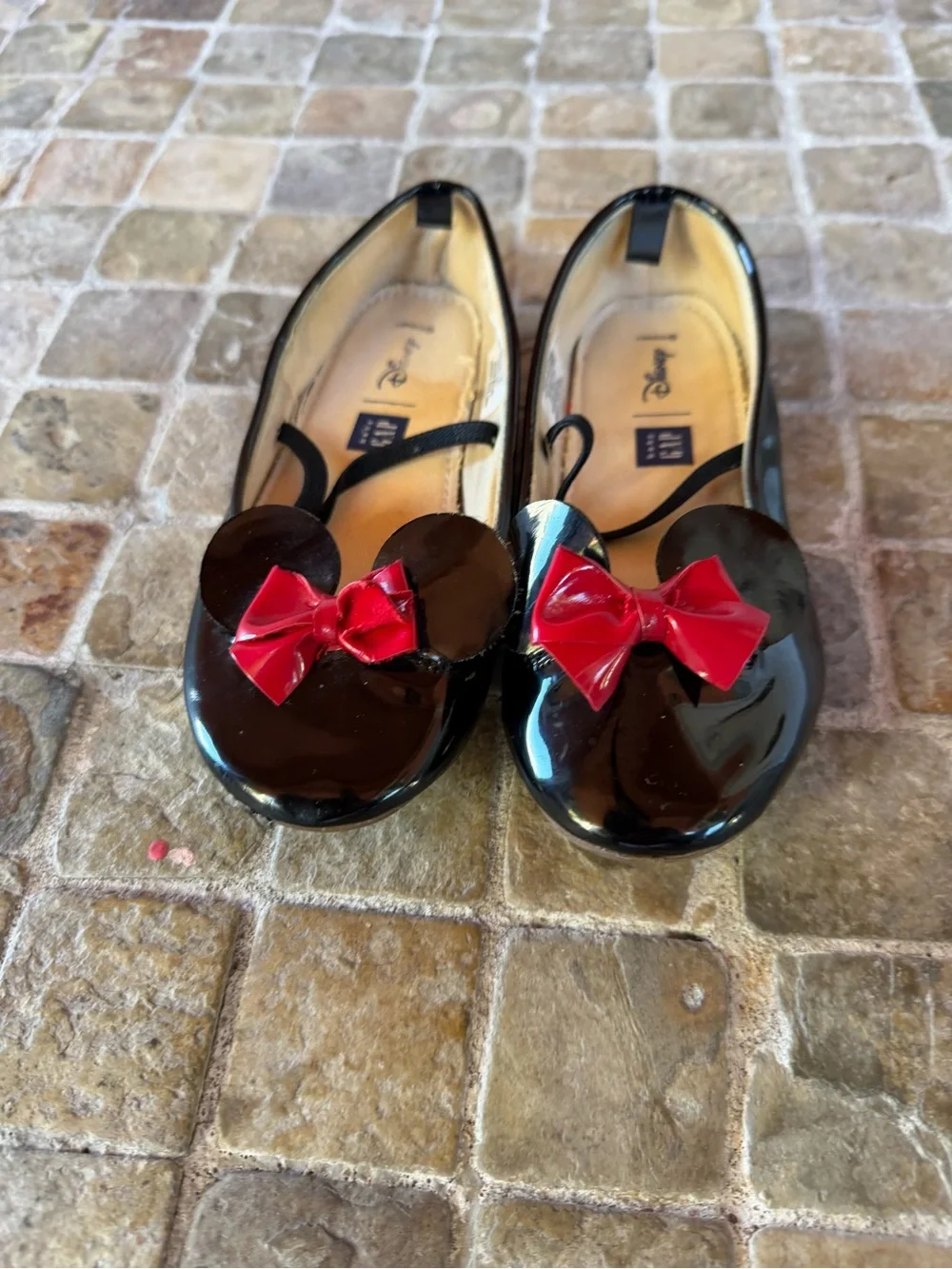 GAP Kids Black Patent Flats with Red Bow